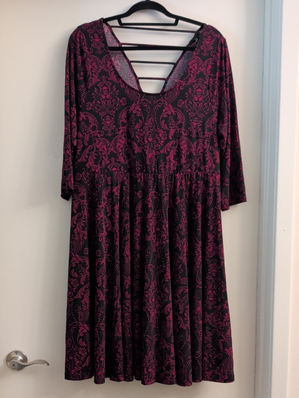 Torrid Black & Fuscha Skull Paisley Mini Dress